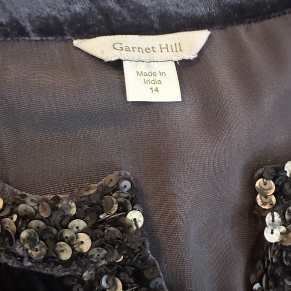 Garnet Hill Deep Purple  Sequin Trim Velvet Blouse 14 NWOT Sundance mid size - Picture 10 of 13